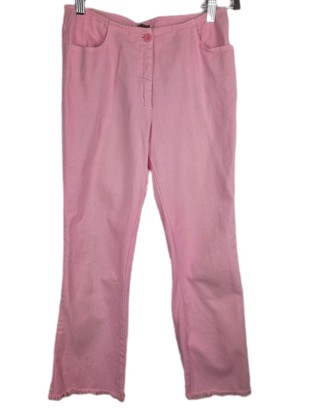 Sisley Pink Frayed Raw Hem Straight Leg Pants 100% Cotton
